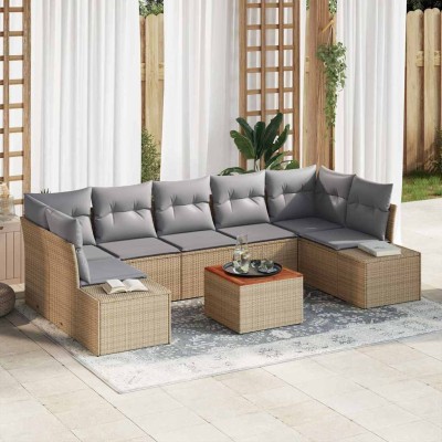 Conjunto de sofá de jardín 8 pcs beige y gris claro