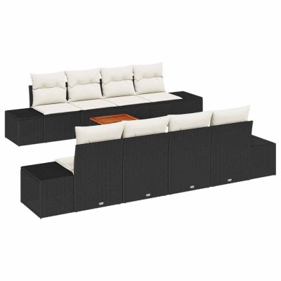 Conjunto de sofá de jardín 7 pcs Negro y blanco