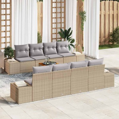 Conjunto de sofá de jardín 7 pcs beige y gris claro