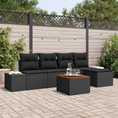 Conjunto de sofá de jardín 6 pcs Negro