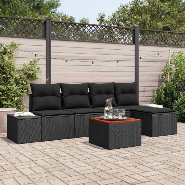 Conjunto de sofá de jardín 6 pcs Negro