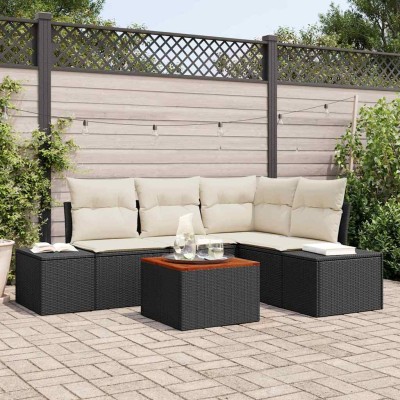 Conjunto de sofá de jardín 5 pcs Negro y blanco