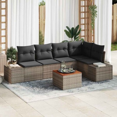 Conjunto de sofá de jardín 6 pcs Gris