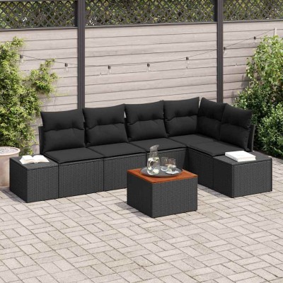Conjunto de sofá de jardín 6 pcs Negro