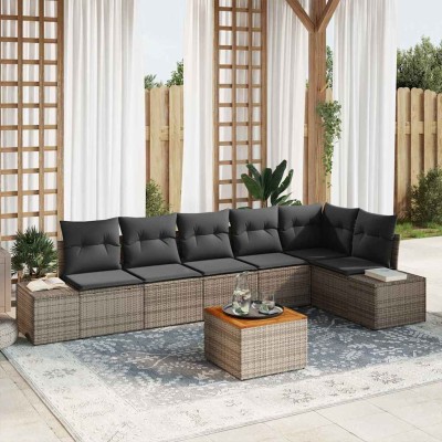 Conjunto de sofá de jardín 7 pcs Gris