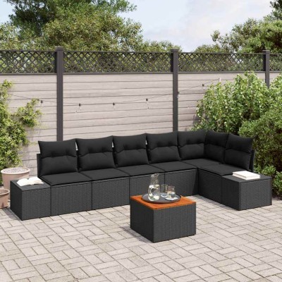Conjunto de sofá de jardín 7 pcs Negro