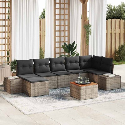 Conjunto de sofá de jardín 8 pcs Gris