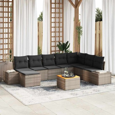 Conjunto de sofá de jardín 9 pcs Gris
