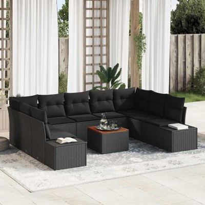 Conjunto de sofá de jardín 10 pcs Negro