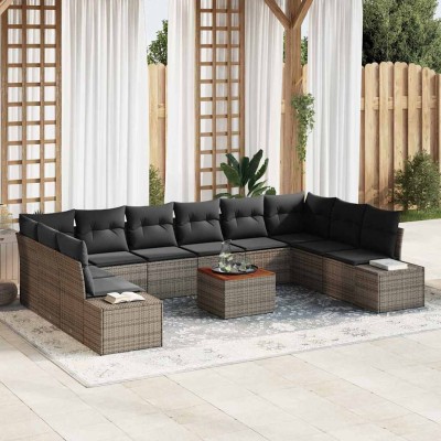 Conjunto de sofá de jardín 11 pcs Gris