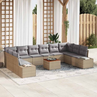 Conjunto de sofá de jardín 11 pcs beige y gris claro