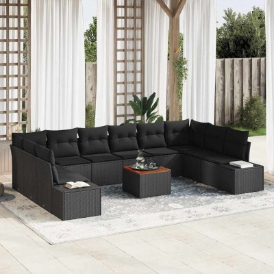 Conjunto de sofá de jardín 11 pcs Negro
