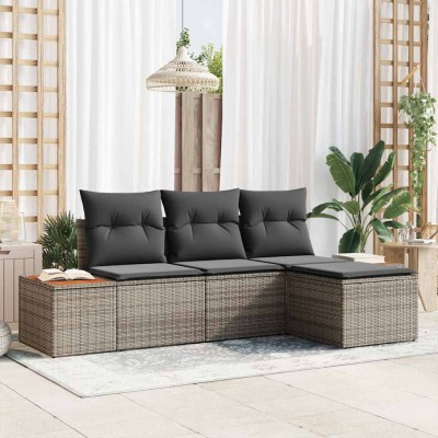 Conjunto de sofá de jardín 4 pcs Gris 184 x 62 x 85 cm