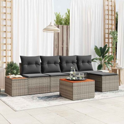 Conjunto de sofá de jardín 6 pcs Gris 184 x 62 x 85 cm