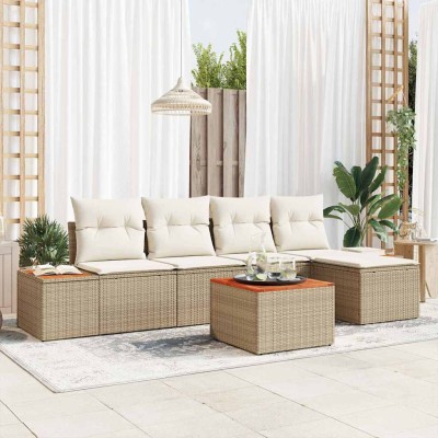 Conjunto de sofá de jardín 6 pcs beige y crema 184 x 62 x 85 cm