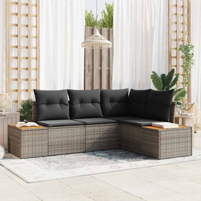 Conjunto de sofá de jardín 4 pcs Gris 209 x 154 x 85 cm
