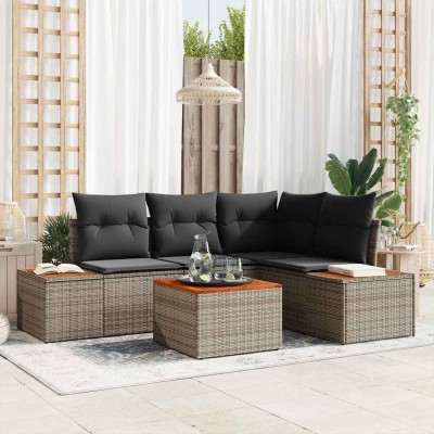 Conjunto de sofá de jardín 5 pcs Gris 209 x 154 x 85 cm