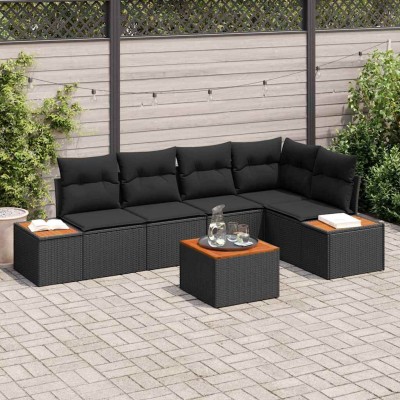Conjunto de sofá de jardín 6 pcs Negro 264 x 154 x 85 cm