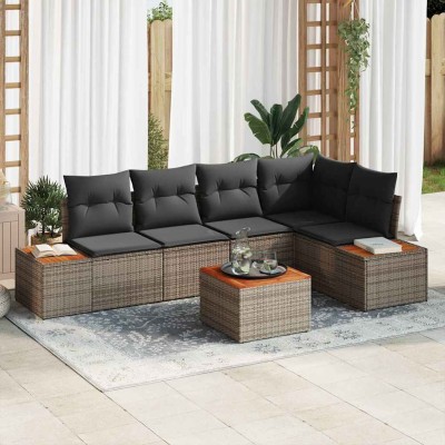 Conjunto de sofá de jardín 6 pcs Gris 264 x 154 x 85 cm