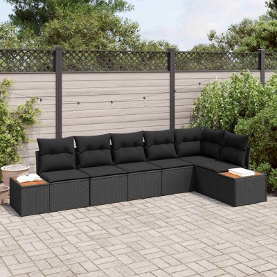 Conjunto de sofá de jardín 6 pcs Negro 319 x 154 x 85 cm