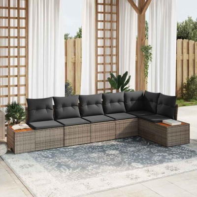 Conjunto de sofá de jardín 6 pcs Gris 319 x 154 x 85 cm