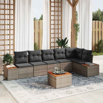 Conjunto de sofá de jardín 7 pcs Gris 319 x 154 x 85 cm