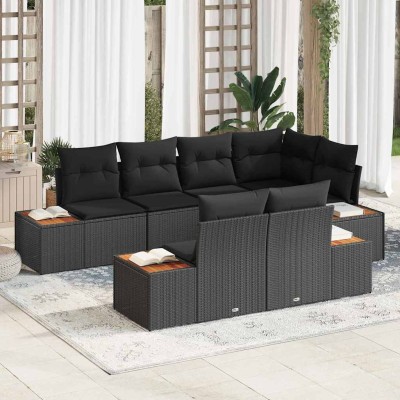 Conjunto de sofá de jardín 7 pcs Negro 264 x 154 x 85 cm