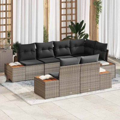 Conjunto de sofá de jardín 7 pcs Gris 264 x 154 x 85 cm
