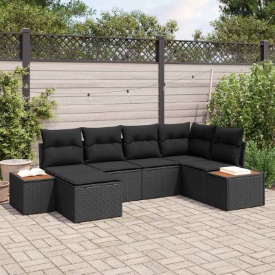 Conjunto de sofá de jardín 6 pcs Negro 264 x 154 x 85 cm