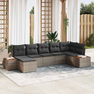 Conjunto de sofá de jardín 7 pcs Gris 319 x 154 x 85 cm