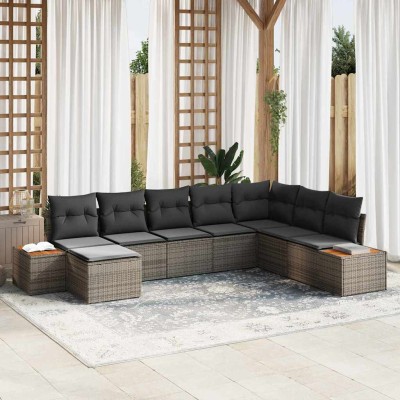 Conjunto de sofá de jardín 8 pcs Gris 319 x 209 x 85 cm