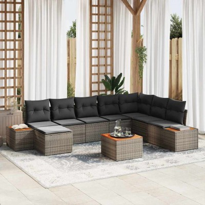 Conjunto de sofá de jardín 9 pcs Gris 319 x 209 x 85 cm