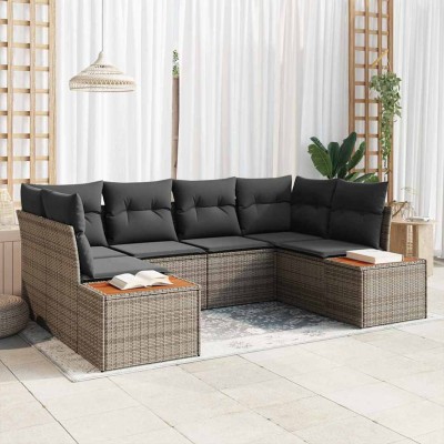 Conjunto de sofá de jardín 6 pcs Gris 234 x 154 x 85 cm
