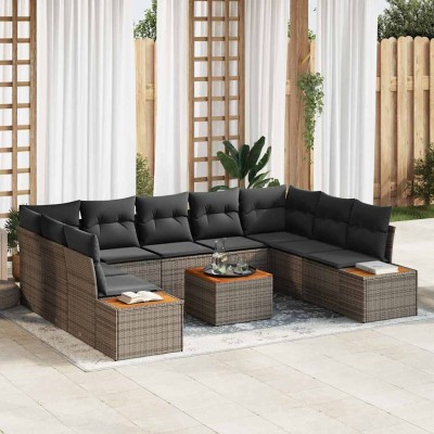 Conjunto de sofá de jardín 6 pcs Gris 289 x 209 x 85 cm
