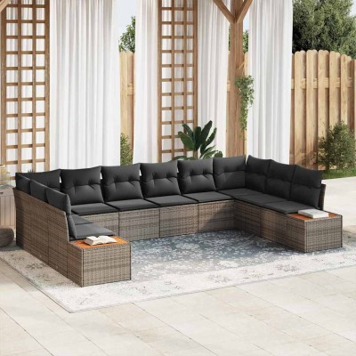 Conjunto de sofá de jardín 10 pcs Gris 344 x 209 x 85 cm