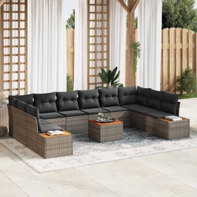 Conjunto de sofá de jardín 11 pcs Gris 344 x 209 x 85 cm