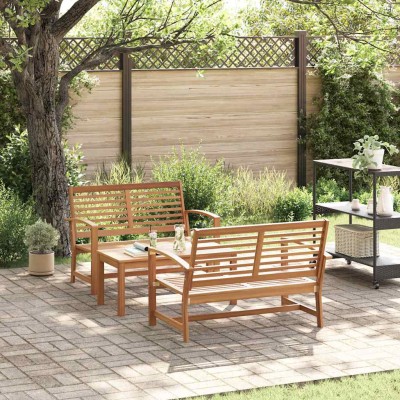 Conjunto de sofá de jardín 3 pcs Natural Madera de teca maciza