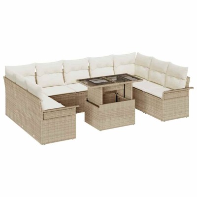 Conjunto de sofá de jardín Manual 10 pcs Beige 100 x 55 x 73 cm