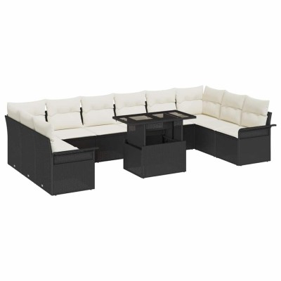 Conjunto de sofá de jardín Manual 11 pcs Negro 100 x 55 x 73 cm