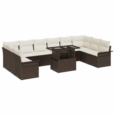 Conjunto de sofá de jardín 11 pcs Marrón 100 x 55 x 73 cm