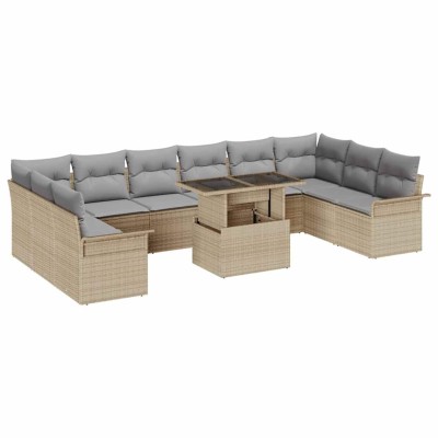 Conjunto de sofá de jardín Manual 11 pcs Beige 100 x 55 x 73 cm
