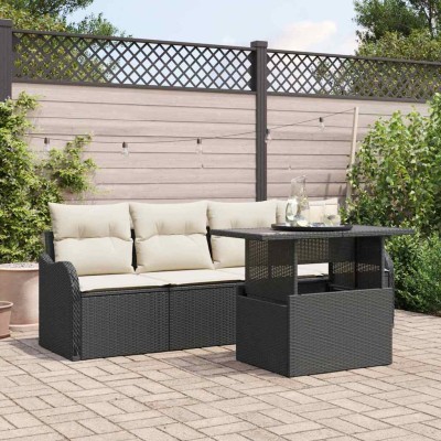 Conjunto de sofá de jardín Manual 5 pcs Negro 100 x 55 x 73 cm