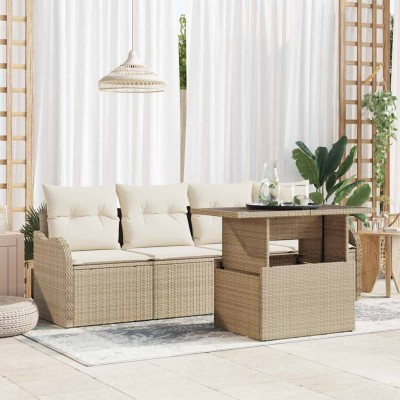 Conjunto de sofá de jardín Manual 5 pcs Beige 100 x 55 x 73 cm