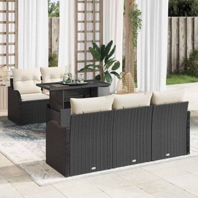Conjunto de sofá de jardín Manual 6 pcs Negro 100 x 55 x 73 cm