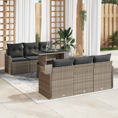 Conjunto de sofá de jardín Manual 7 pcs Gris 100 x 55 x 73 cm