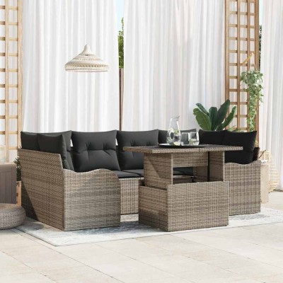 Conjunto de sofá de jardín Manual 7 pcs Gris 100 x 55 x 73 cm