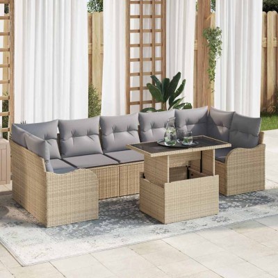 Conjunto de sofá de jardín Manual 8 pcs Beige 100 x 55 x 73 cm