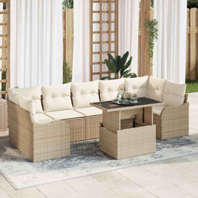 Conjunto de sofá de jardín Manual 8 pcs Beige 100 x 55 x 73 cm
