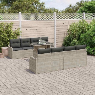 Conjunto de sofá de jardín 9 pcs Gris claro 100 x 55 x 73 cm