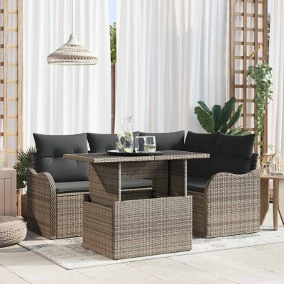 Conjunto de sofá de jardín Manual 5 pcs Gris 100 x 55 x 73 cm